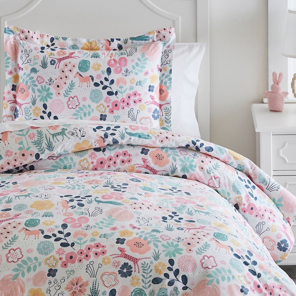 Pottery Barn Kids Sasha's Garden Organic Full Sized Duvet Cover & Shams